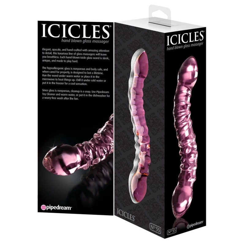 Icicles - Podwójne Szklane Dildo Z Wypustkami